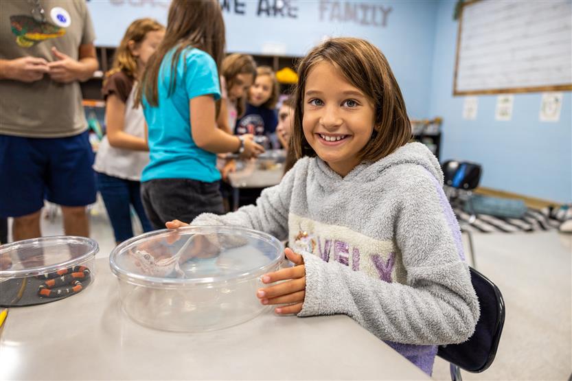 Students study reptiles